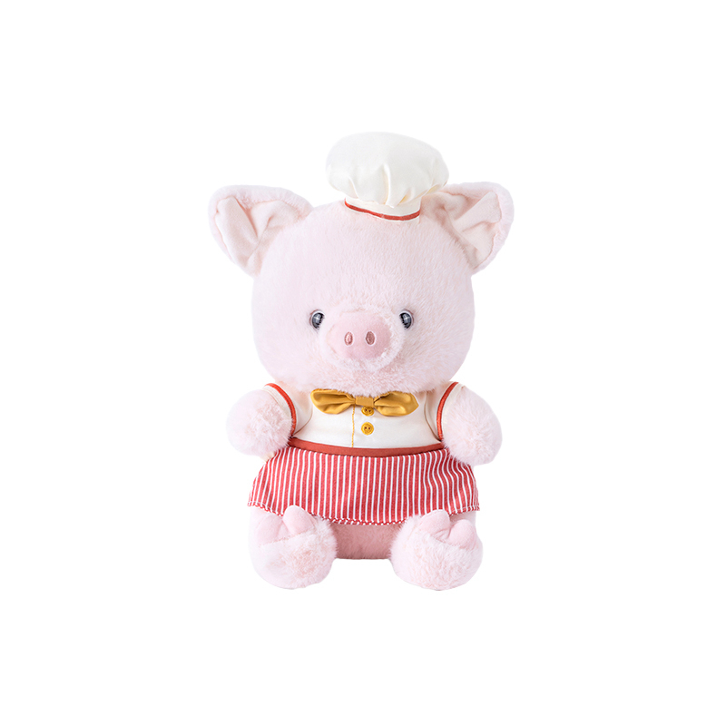 Cute Pink Pig Pastry Chef Plush Doll - Soft Stuffed Animal Toy 12