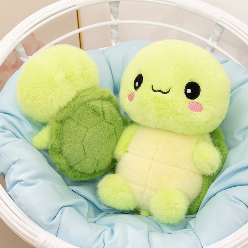 Soft and Cuddly Green-Haired Big-Eyed Turtle Plush Toy – Adorable Stuffed Animal for Kids Adults Home Decoration 1