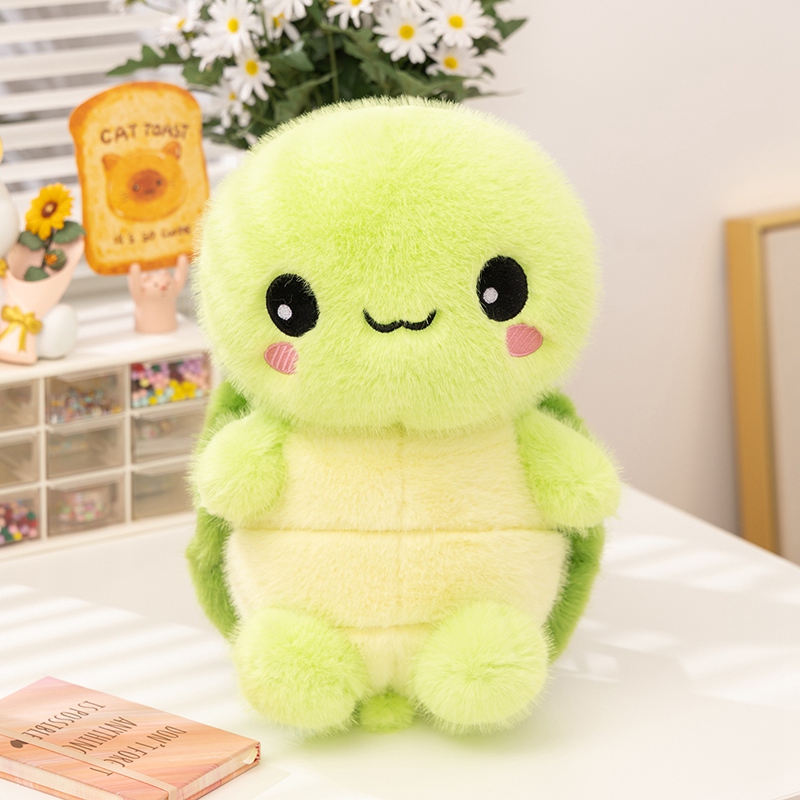 Soft and Cuddly Green-Haired Big-Eyed Turtle Plush Toy – Adorable Stuffed Animal for Kids Adults Home Decoration 12