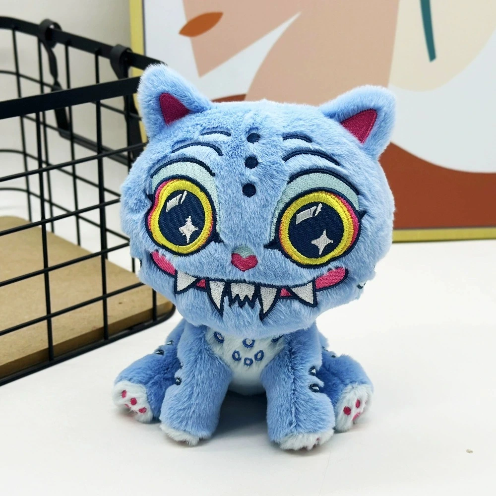 Peluche de tigre de 18 cm, inspirado en los Cazadores de Demonios del K-pop. Gato monstruo azul de peluche. Adorable y espeluznante peluche de ojos grandes. 1