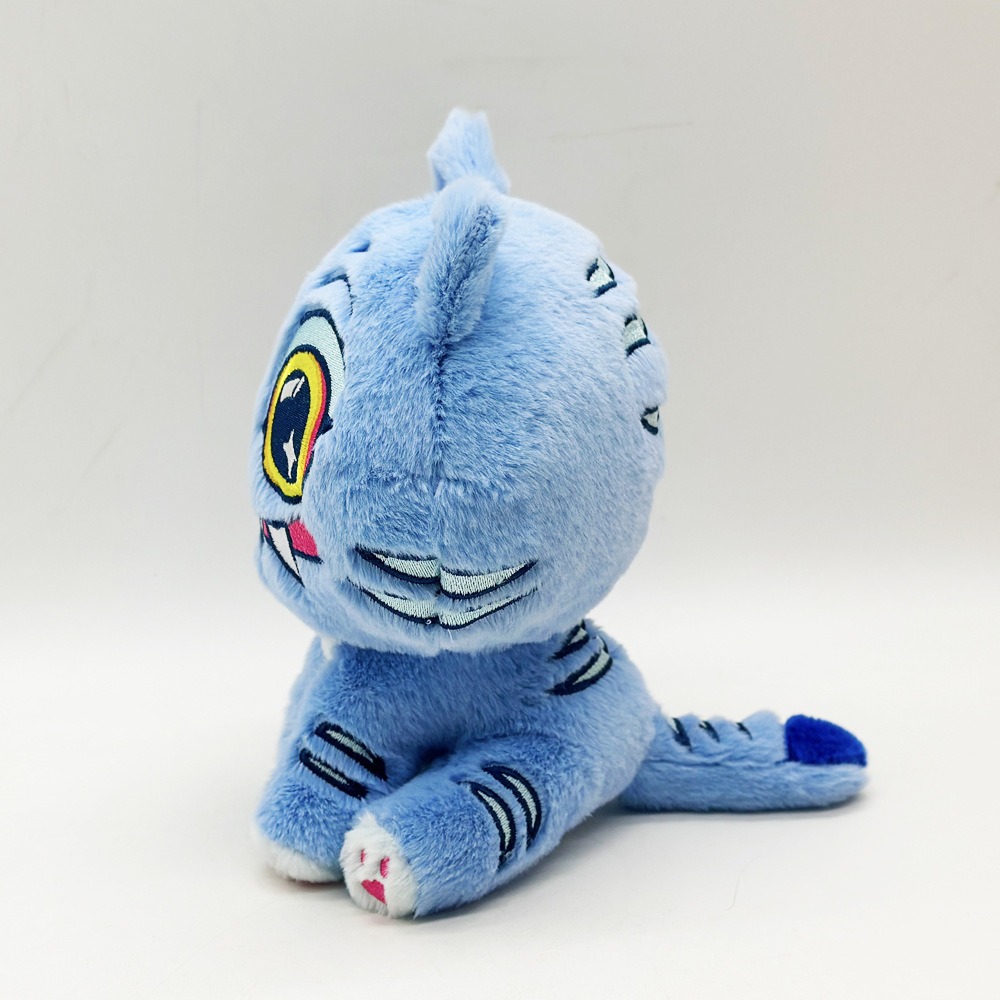 Peluche de tigre de 18 cm, inspirado en los Cazadores de Demonios del K-pop. Gato monstruo azul de peluche. Adorable y espeluznante peluche de ojos grandes. 15