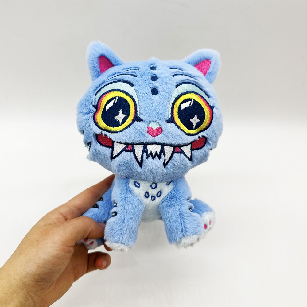 Peluche de tigre de 18 cm, inspirado en los Cazadores de Demonios del K-pop. Gato monstruo azul de peluche. Adorable y espeluznante peluche de ojos grandes. 17