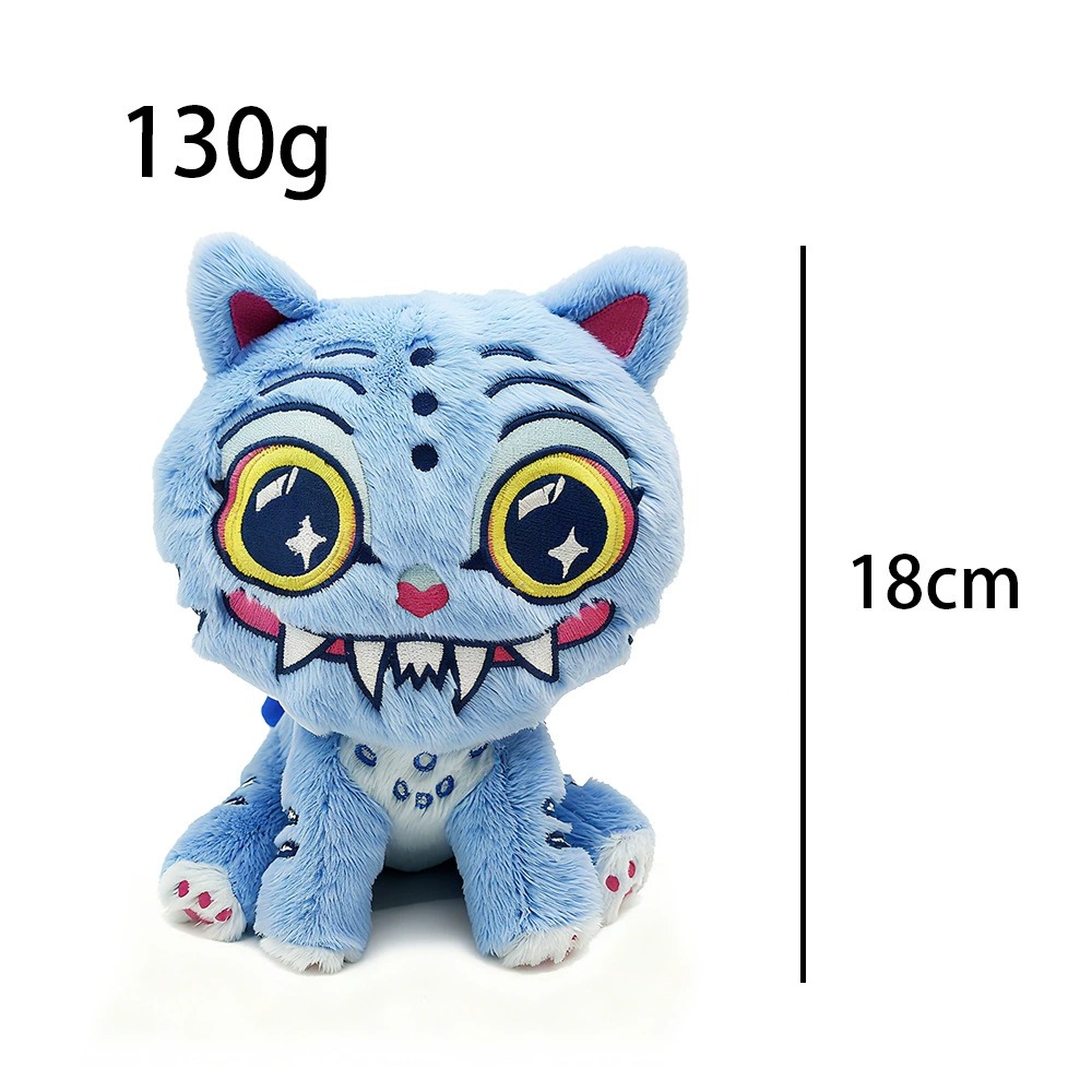 Peluche de tigre de 18 cm, inspirado en los Cazadores de Demonios del K-pop. Gato monstruo azul de peluche. Adorable y espeluznante peluche de ojos grandes. 12
