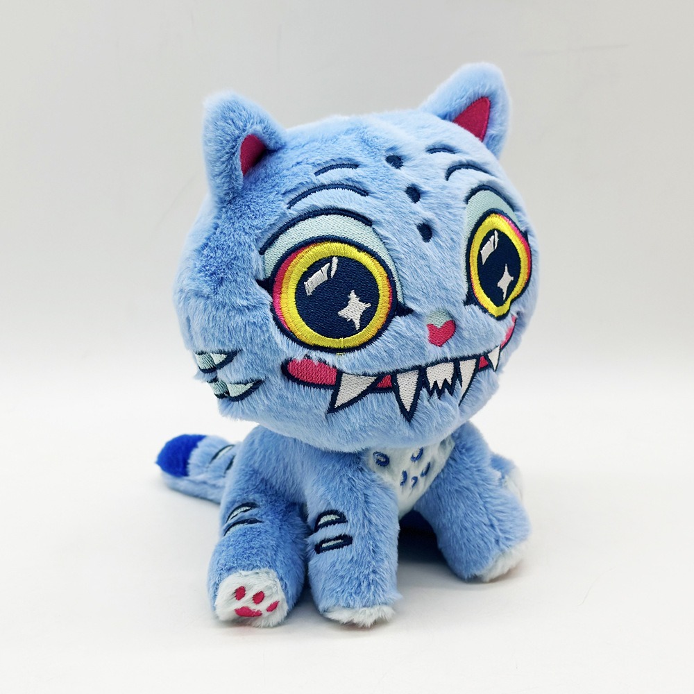 Peluche de tigre de 18 cm, inspirado en los Cazadores de Demonios del K-pop. Gato monstruo azul de peluche. Adorable y espeluznante peluche de ojos grandes. 19