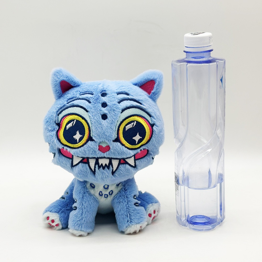 Peluche de tigre de 18 cm, inspirado en los Cazadores de Demonios del K-pop. Gato monstruo azul de peluche. Adorable y espeluznante peluche de ojos grandes. 18