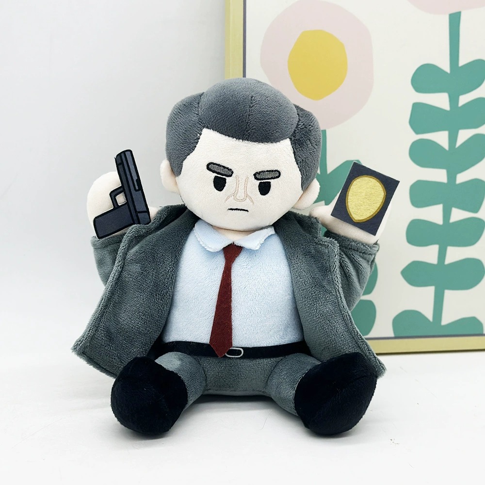 19cm The Naked Gun Plush Detective Plush Toy - Police Officer Stuffed Doll with Gun & Badge, Collectible Figure for Fans 12
