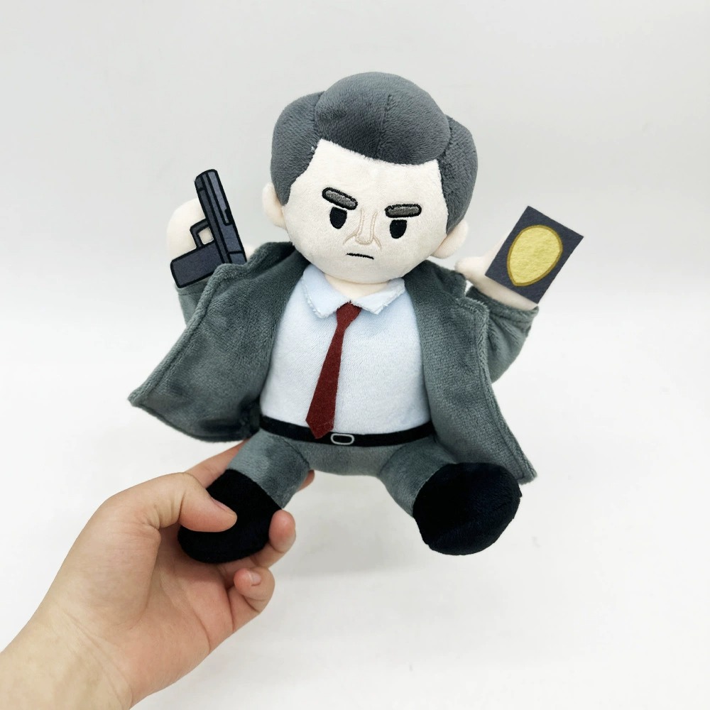 19cm The Naked Gun Plush Detective Plush Toy - Police Officer Stuffed Doll with Gun & Badge, Collectible Figure for Fans 20