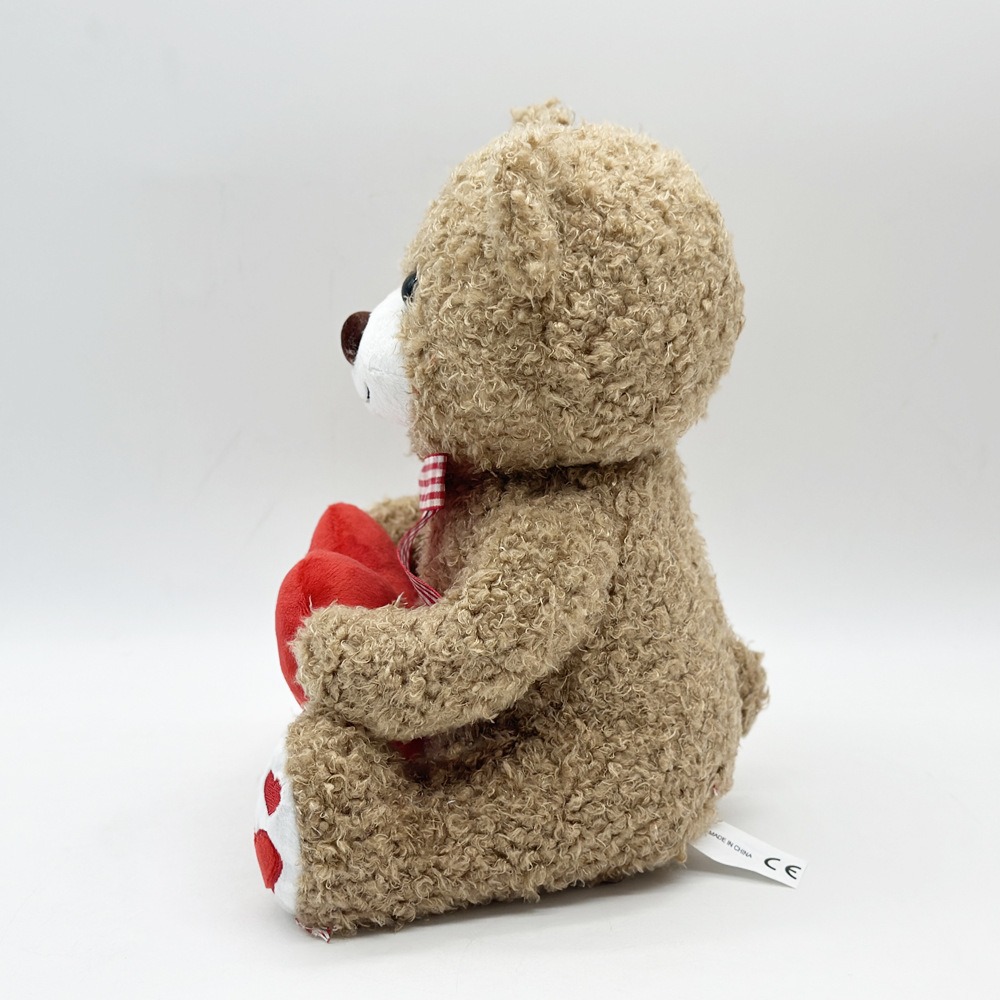 26cm Wholesale Valentine Teddy Bears Plush Toy - Cuddly Brown Bear with Heart Detail & Gingham Bow Gift 17