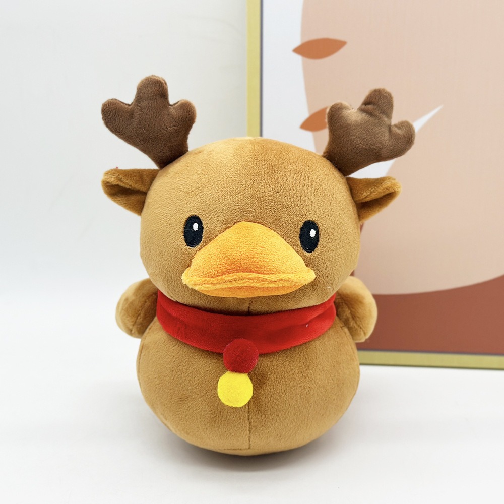21cm Christmas Plush Toy - Cute Duck-Reindeer Hybrid with Antlers & Red Scarf, Festive Gift for Kids & Collectors 15