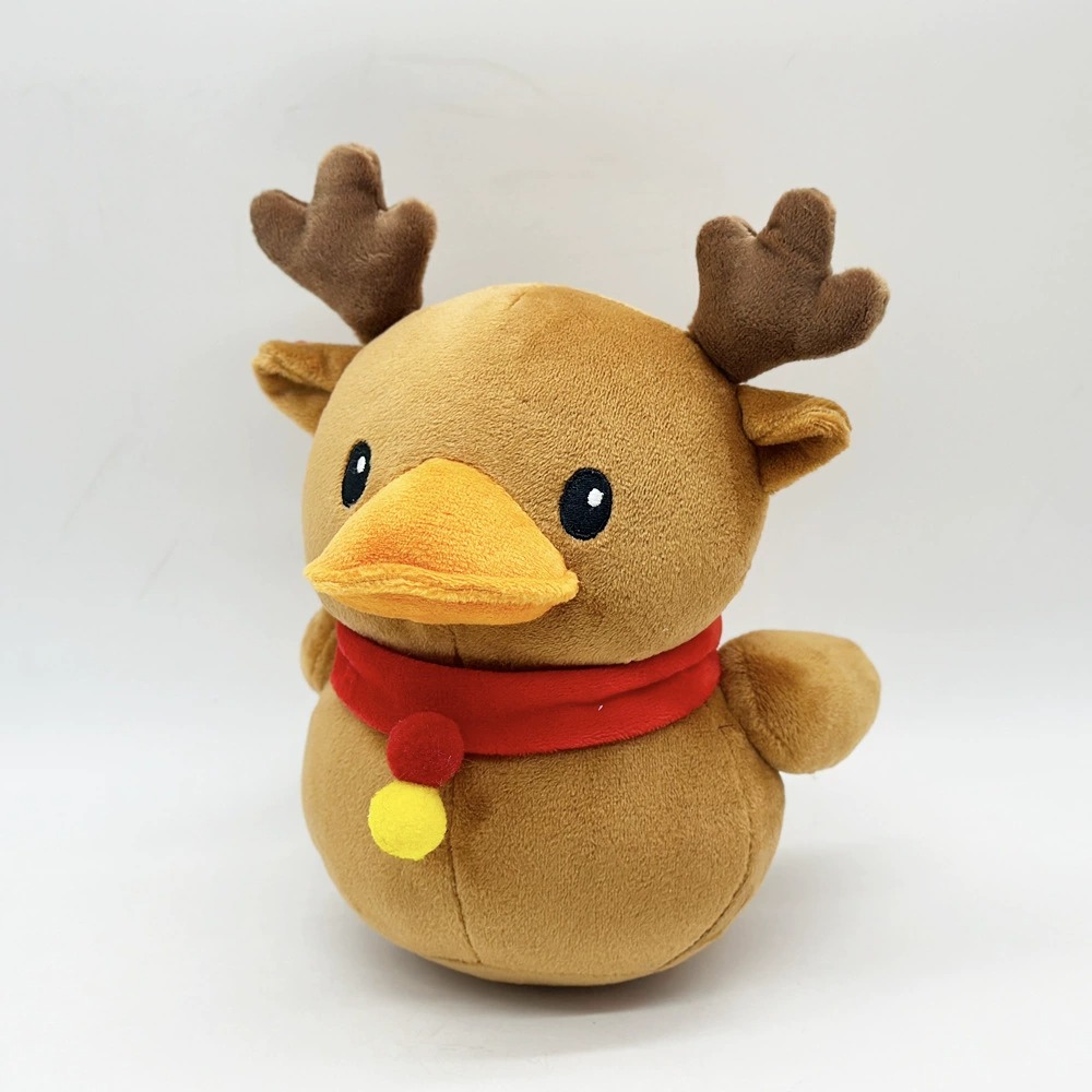 21cm Christmas Plush Toy - Cute Duck-Reindeer Hybrid with Antlers & Red Scarf, Festive Gift for Kids & Collectors 18