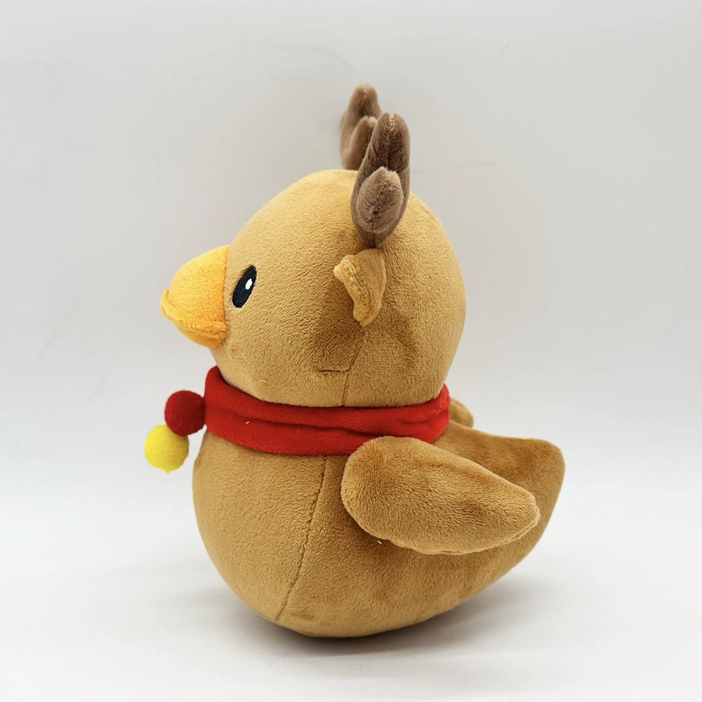21cm Christmas Plush Toy - Cute Duck-Reindeer Hybrid with Antlers & Red Scarf, Festive Gift for Kids & Collectors 17