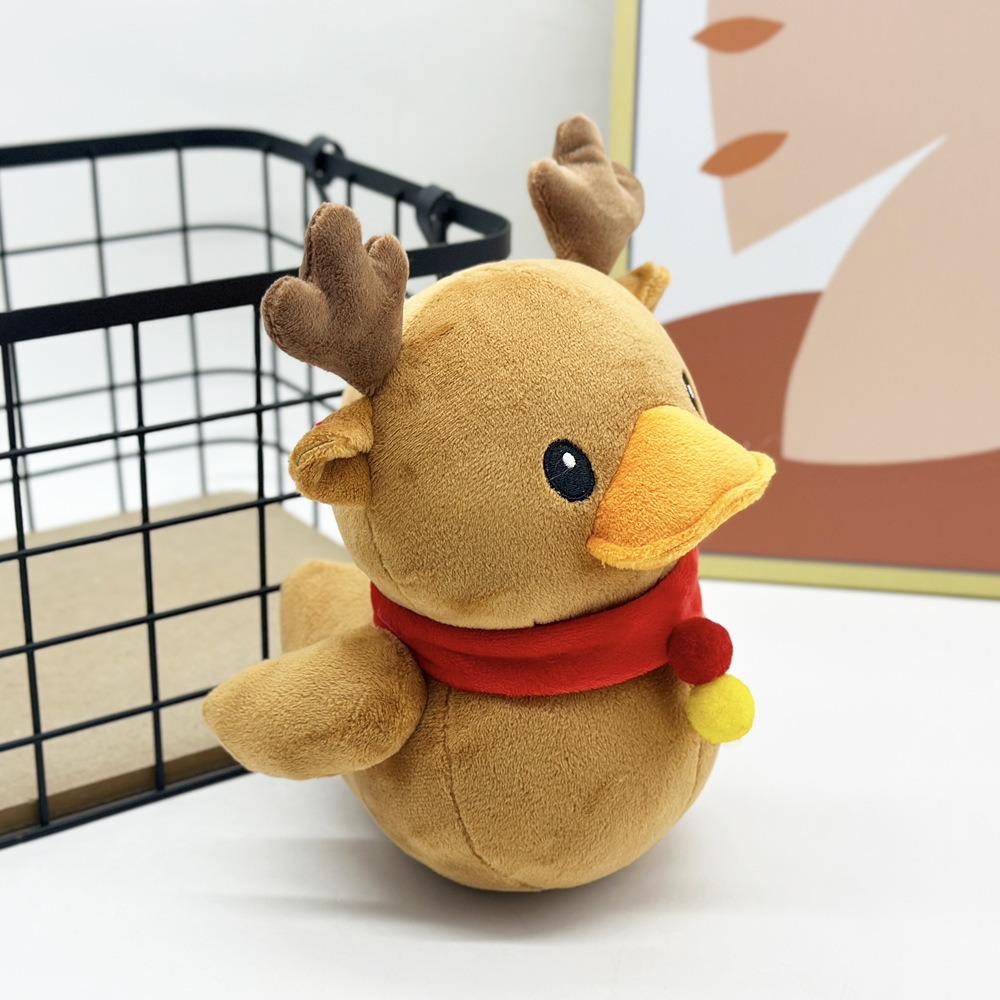 21cm Christmas Plush Toy - Cute Duck-Reindeer Hybrid with Antlers & Red Scarf, Festive Gift for Kids & Collectors 13