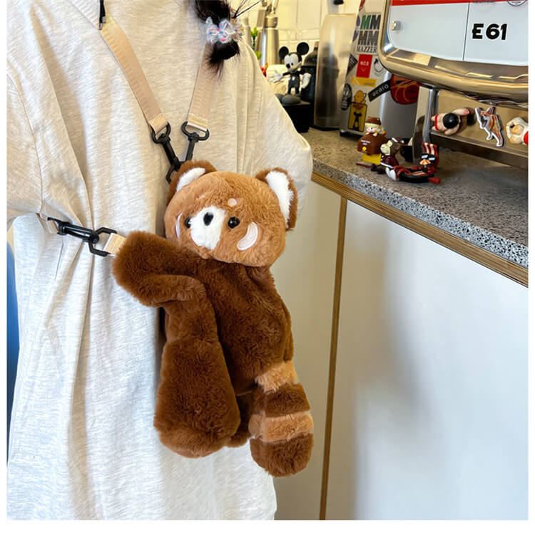 Wholesale New Arrival Red Panda Plushie  Cartoon Raccoon Panda Backpack Stuffed Animal Shoulder Plush Bag 13