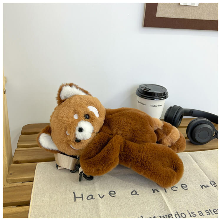 Wholesale New Arrival Red Panda Plushie  Cartoon Raccoon Panda Backpack Stuffed Animal Shoulder Plush Bag 14
