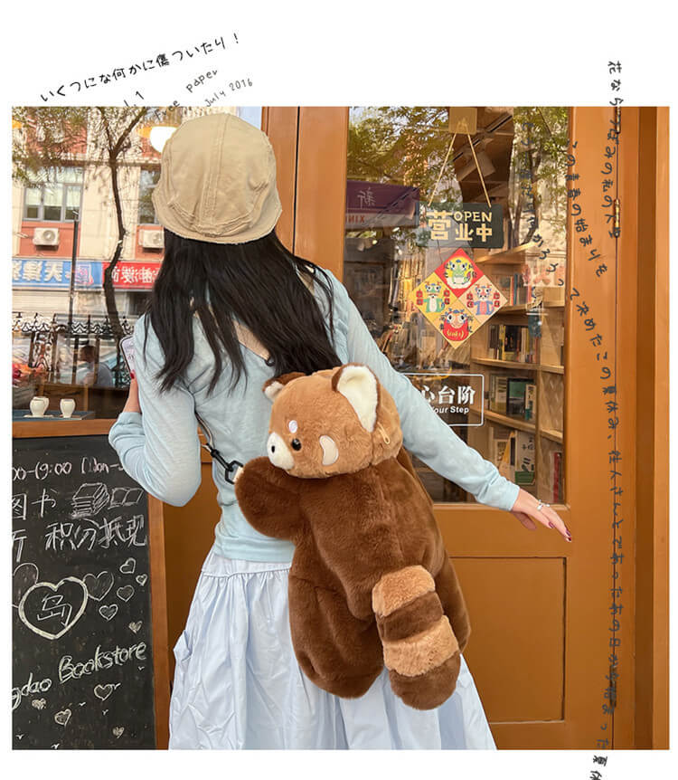 Wholesale New Arrival Red Panda Plushie  Cartoon Raccoon Panda Backpack Stuffed Animal Shoulder Plush Bag 10