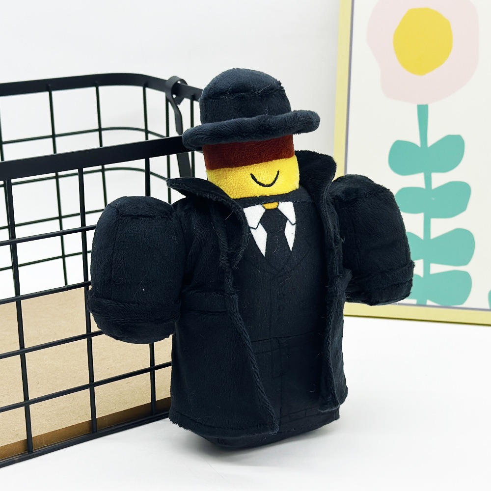 Peluche Mystery Man de la mafia abandonnée - Figurine style LEGO en trench-coat noir - Forsaken Peluches 13