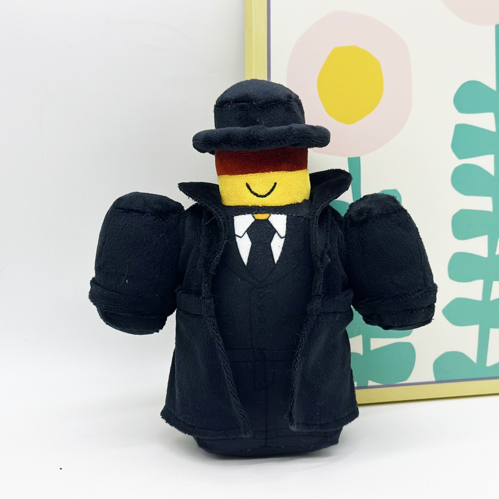 Peluche Mystery Man de la mafia abandonnée - Figurine style LEGO en trench-coat noir - Forsaken Peluches 11