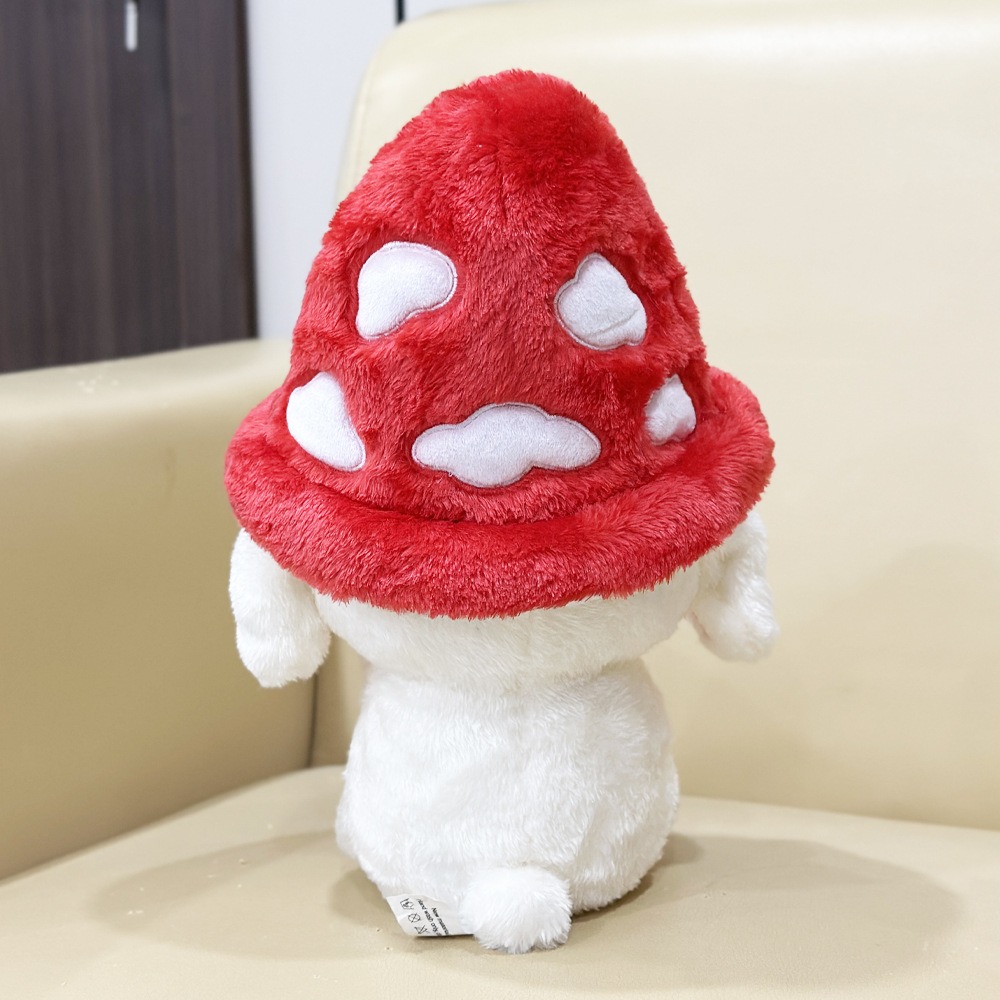 Kawaii Mushroom Hat Plush Bunny - 30cm Soft White Rabbit Stuffed Animal with Mini Mushroom Companion, Cute Plush Toy Gif 17