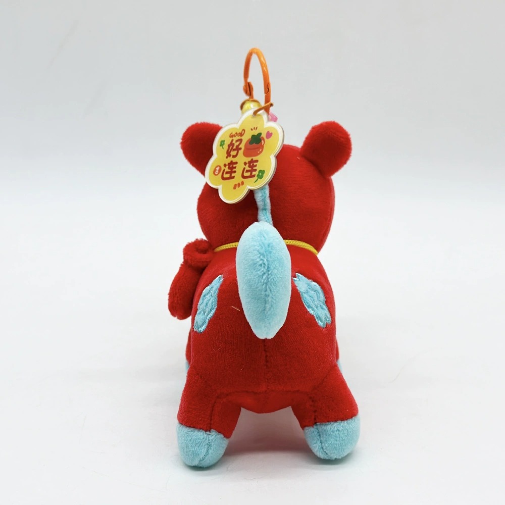 Cute Plush Horse Keychain - 10cm Red & Blue Cartoon Pony Stuffed Animal Keyring with Bell, Kawaii Bag Charm Gift for Kid 16
