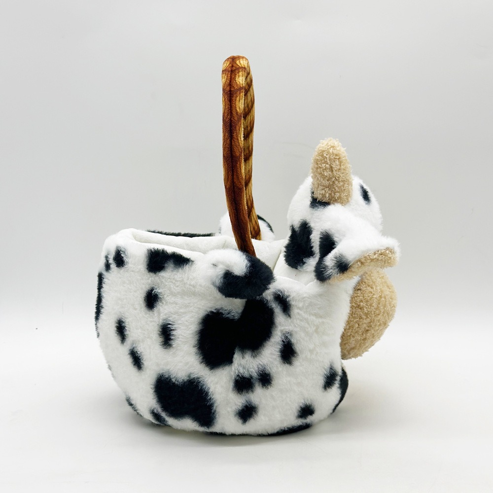 Adorable Cow Plush Basket - 32cm Spotted Cow - Shaped Handbag with Handle, 198g Soft Stuffed Animal Tote for Storage 15