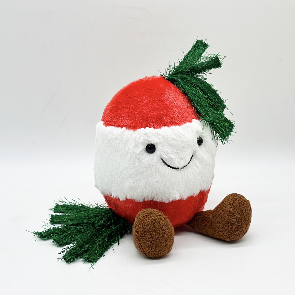 16cm Cute Radish Plush Toy - 16cm Red & White Smiling Plant Stuffed Animal, 107g Soft Doll for Gifts & Home Decor 16