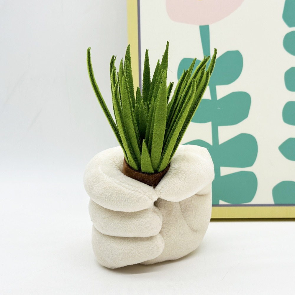 Забавная плюшевая настольная кашпо высотой 16 см с искусственным суккулентом — милый декоративный элемент для дома, офиса и оригинальный подарок. 13
