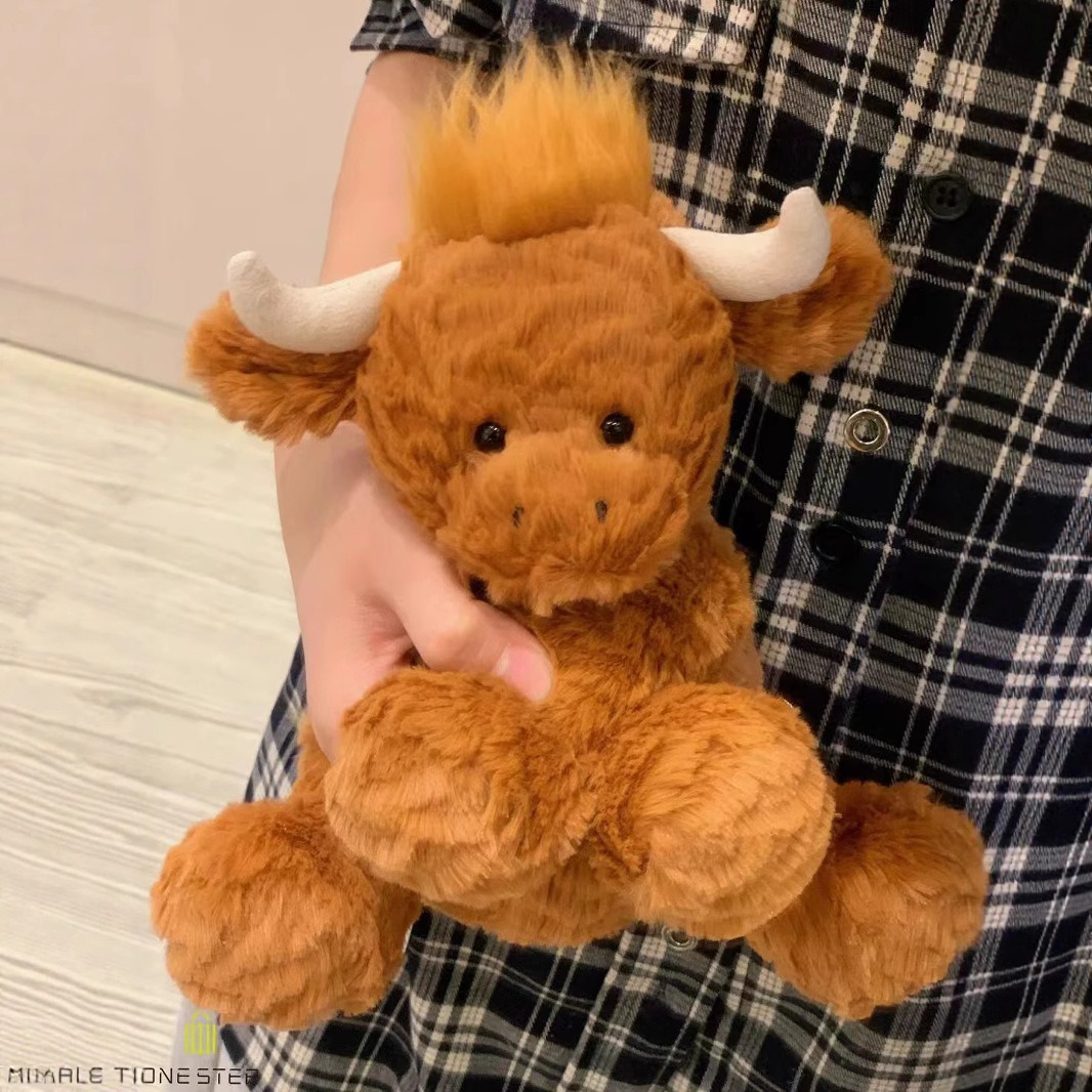 26cm Bulk Highland Cow Stuffed Animal Plush Super Soft Cute PP Cotton Filling Doll Wave Curly Internet Gift 12