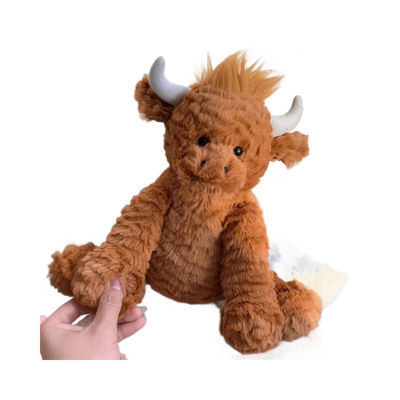 26cm Bulk Highland Cow Stuffed Animal Plush Super Soft Cute PP Cotton Filling Doll Wave Curly Internet Gift 11
