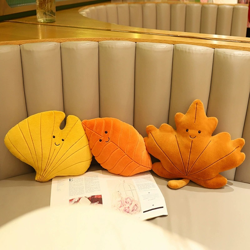 Cute Fall Leaf Plush Pillows - Assorted Leaf - Shaped Stuffed Cushions with Adorable Smiles for Home Decor 12
