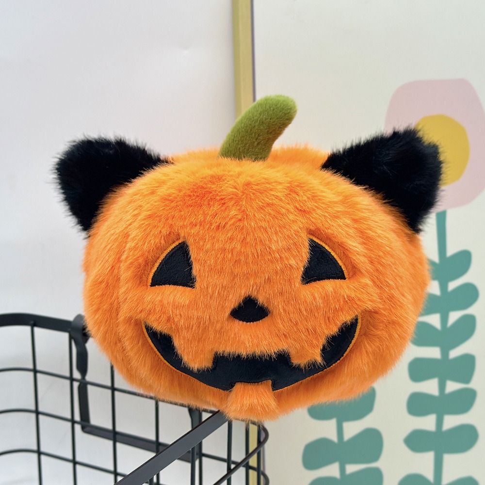 16cm Halloween Cat Ear Pumpkin Plush Toy - Cute Jack-o'-Lantern Stuffed Doll for Festive Decor & Gift 11