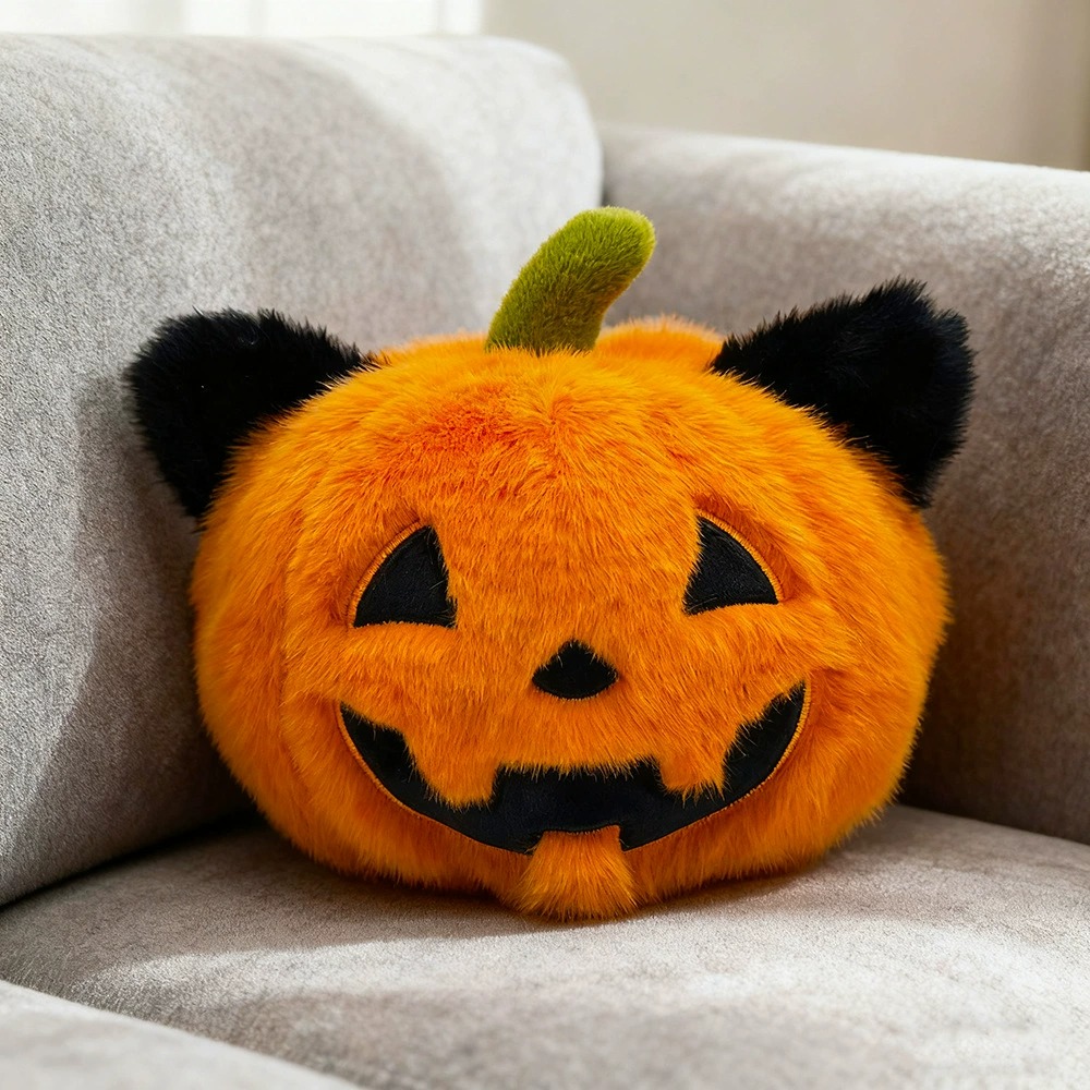 16cm Halloween Cat Ear Pumpkin Plush Toy - Cute Jack-o'-Lantern Stuffed Doll for Festive Decor & Gift 19