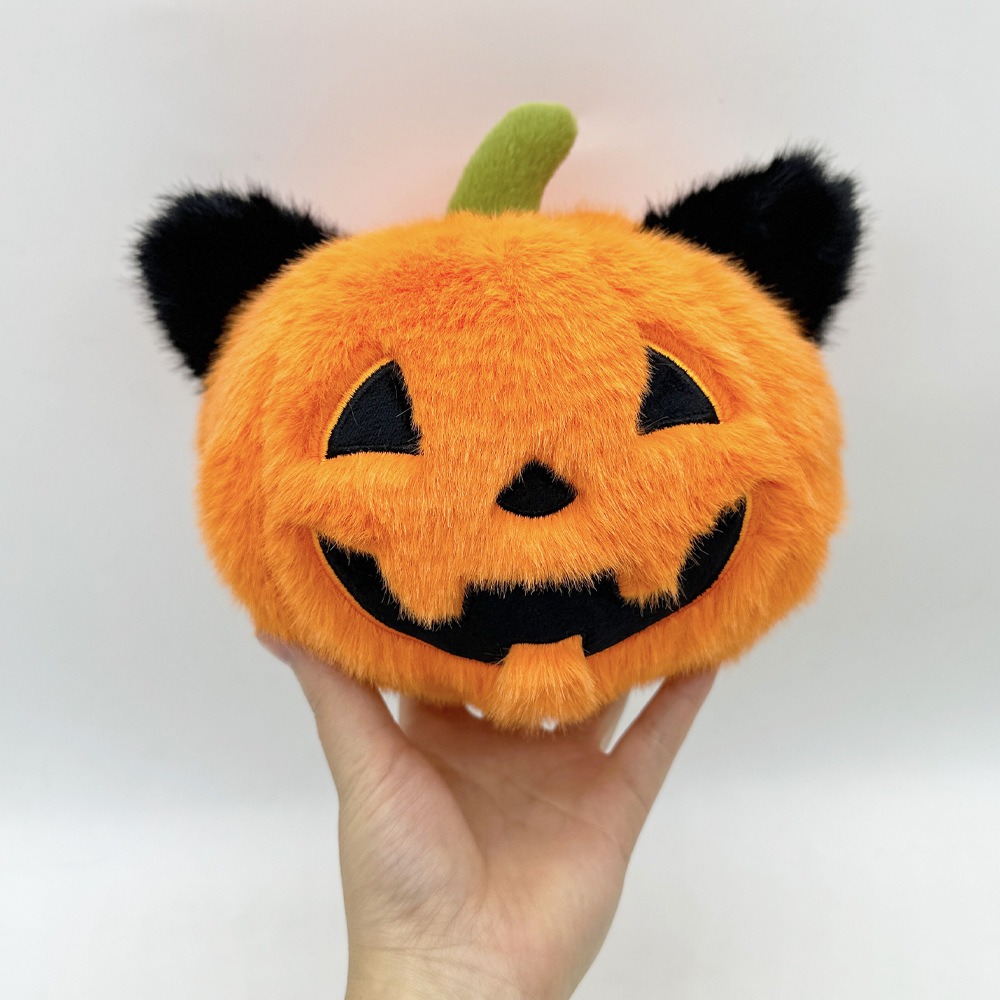16cm Halloween Cat Ear Pumpkin Plush Toy - Cute Jack-o'-Lantern Stuffed Doll for Festive Decor & Gift 14