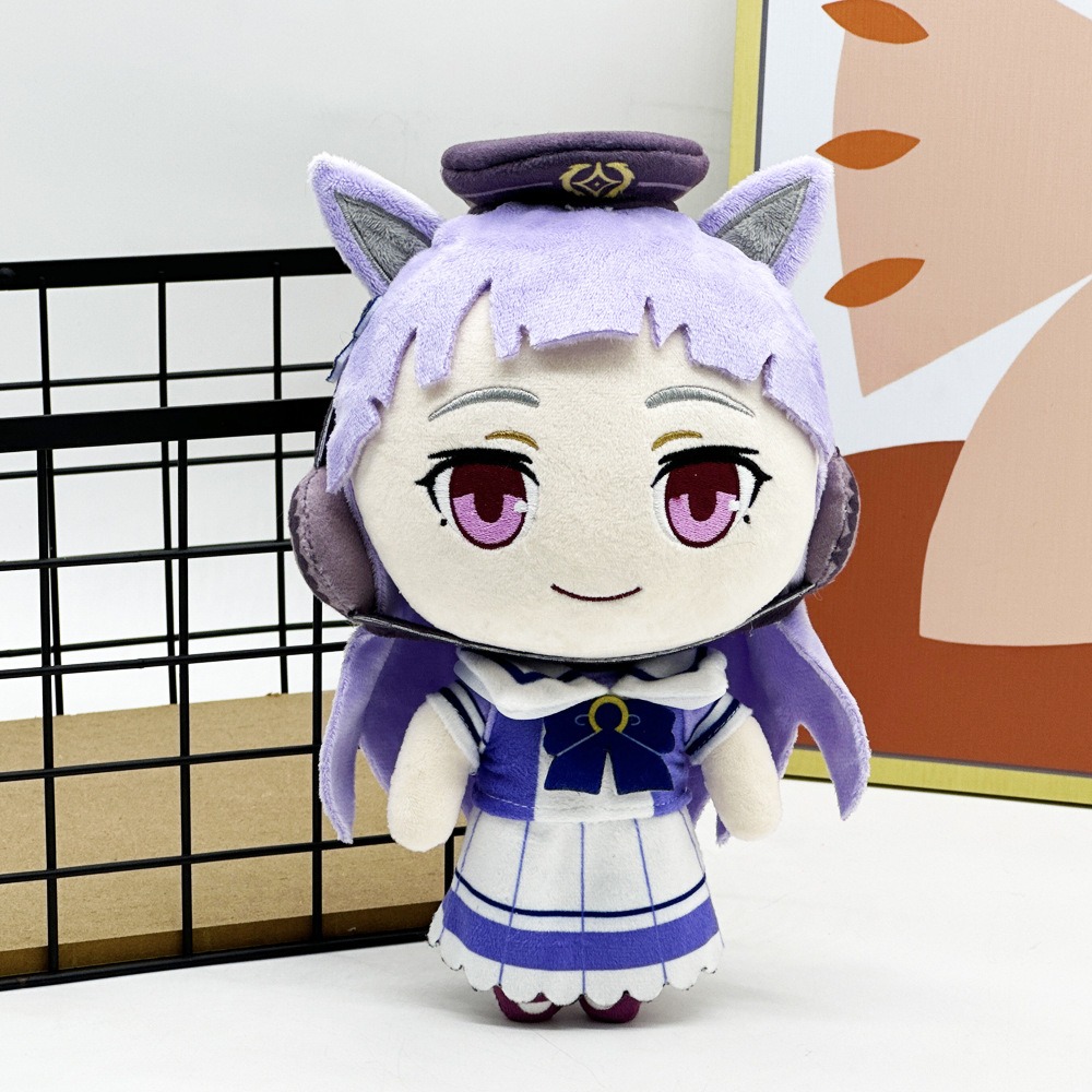 Peluche Uma Musume de 25 cm, adorable personaje inspirado en el anime, con pelo morado y diseño de orejas. 10