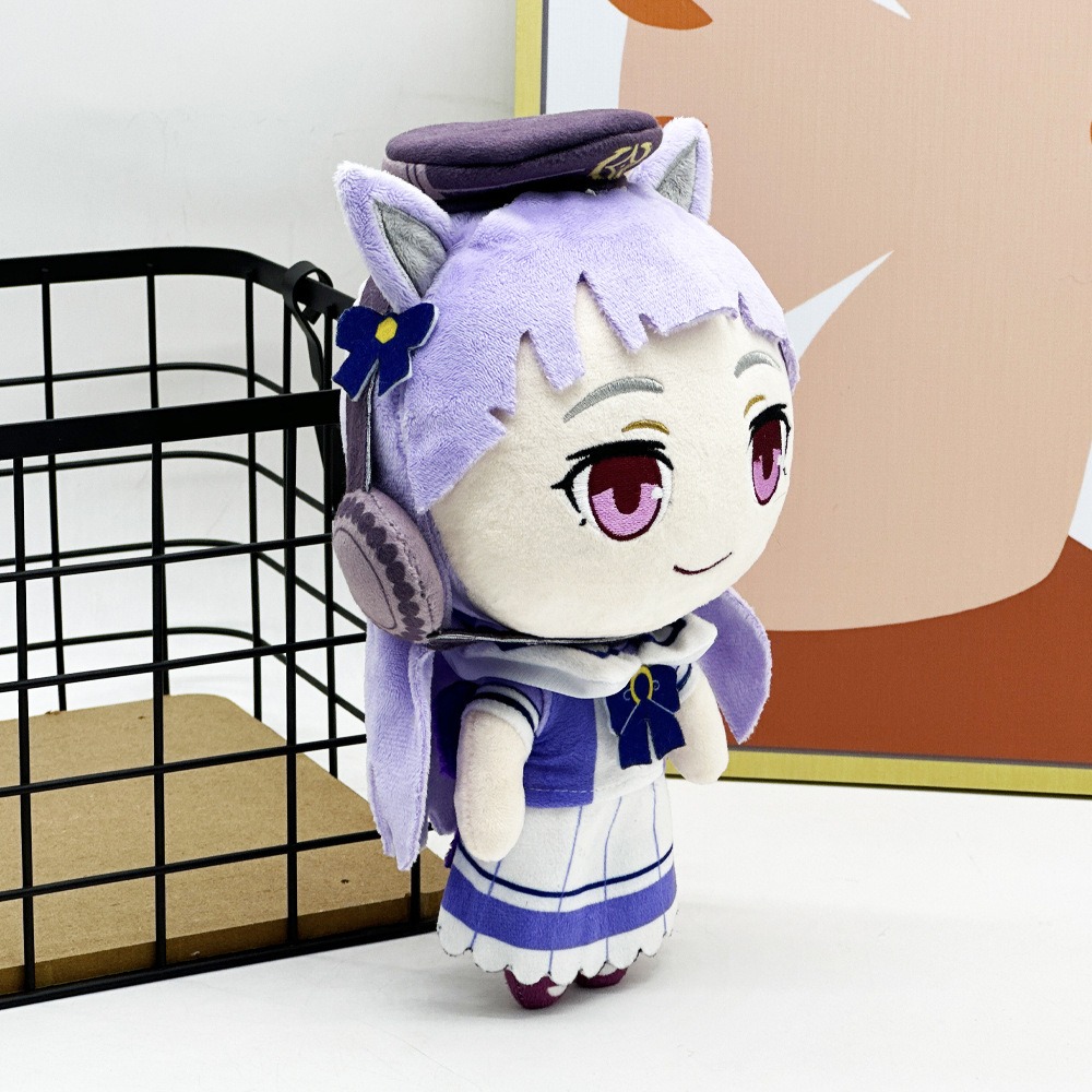 Peluche Uma Musume de 25 cm, adorable personaje inspirado en el anime, con pelo morado y diseño de orejas. 12