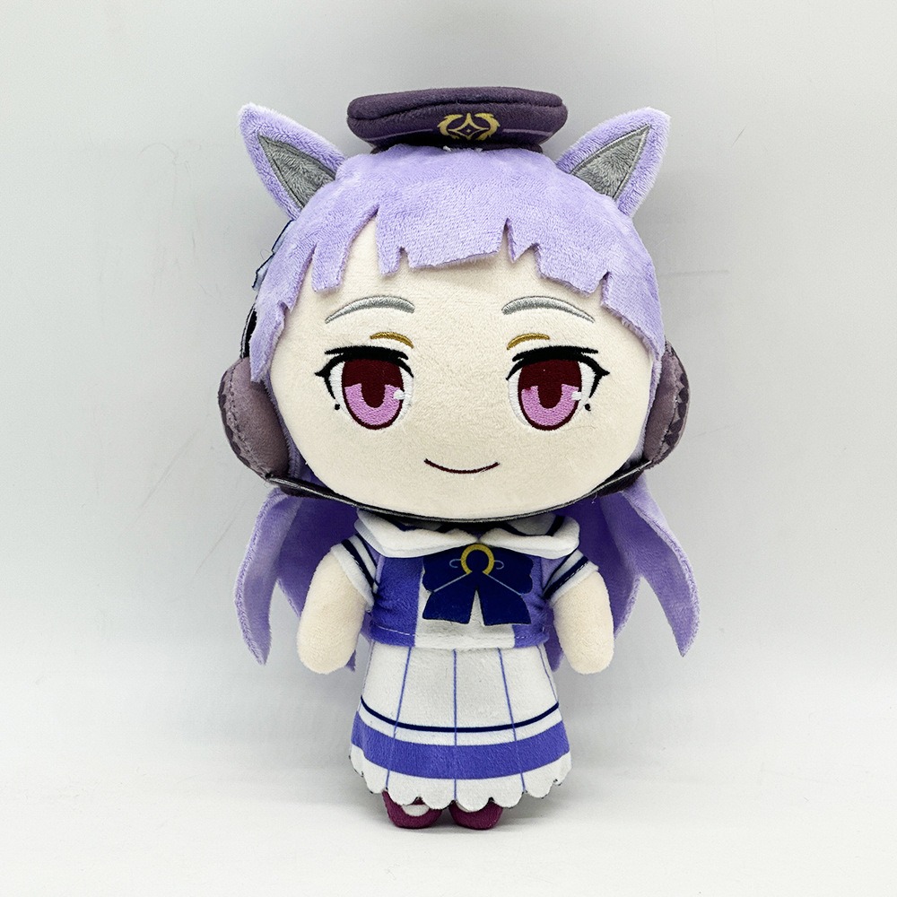 Peluche Uma Musume de 25 cm, adorable personaje inspirado en el anime, con pelo morado y diseño de orejas. 14