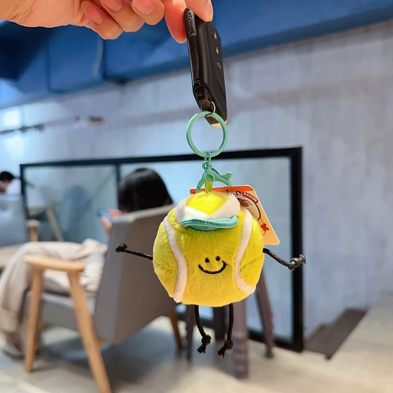 3PCS Sport Ball Plush Keychain Set Basketball Tennis Baseball Soft Stuffed Toy with Hat for Kids Bags Gifts 15