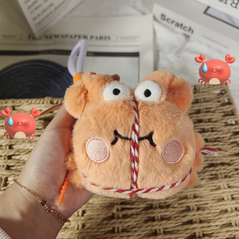 12cm Adorable Soft Plush Crab Keychain - Cultural & Creative Souvenir with Colorful Lanyard 13
