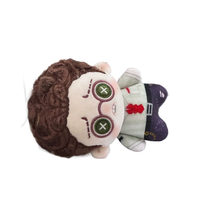 Cute Plush Doll with Curly Brown Hair & Green Cross Glasses - Unique Stuffed Toy with Detailed Outfit for Collectors & F 11