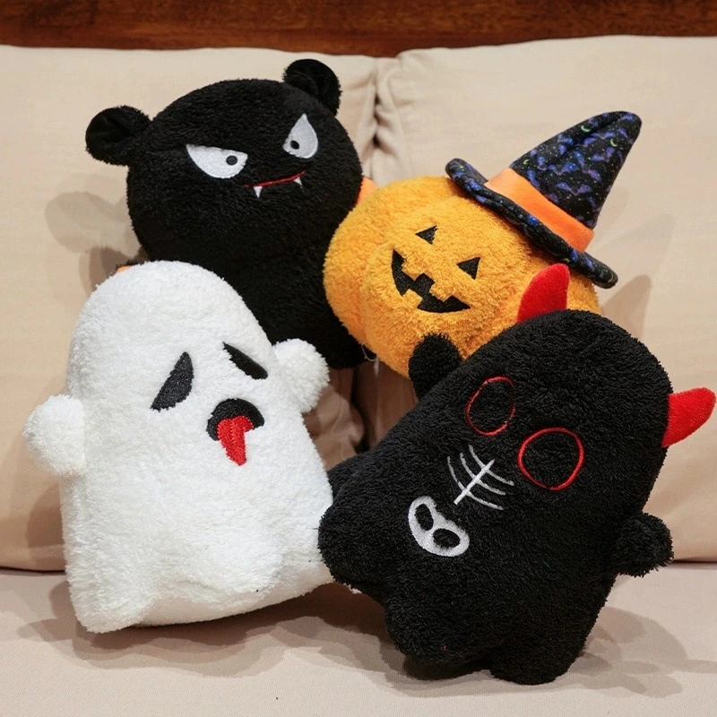 Halloween Soft Plush Toy Collection - 4pcs Spooky Ghost, Devil, Bat &amp; Pumpkin Stuffed Animals for Halloween Decor &amp; Gift 1