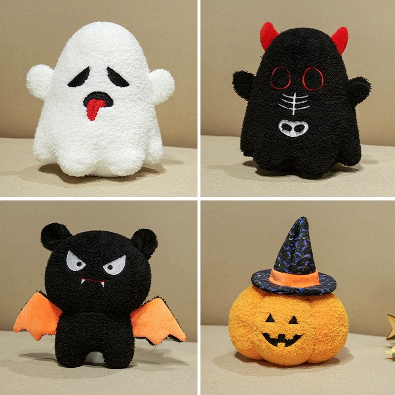 Halloween Soft Plush Toy Collection - 4pcs Spooky Ghost, Devil, Bat & Pumpkin Stuffed Animals for Halloween Decor & Gift 11