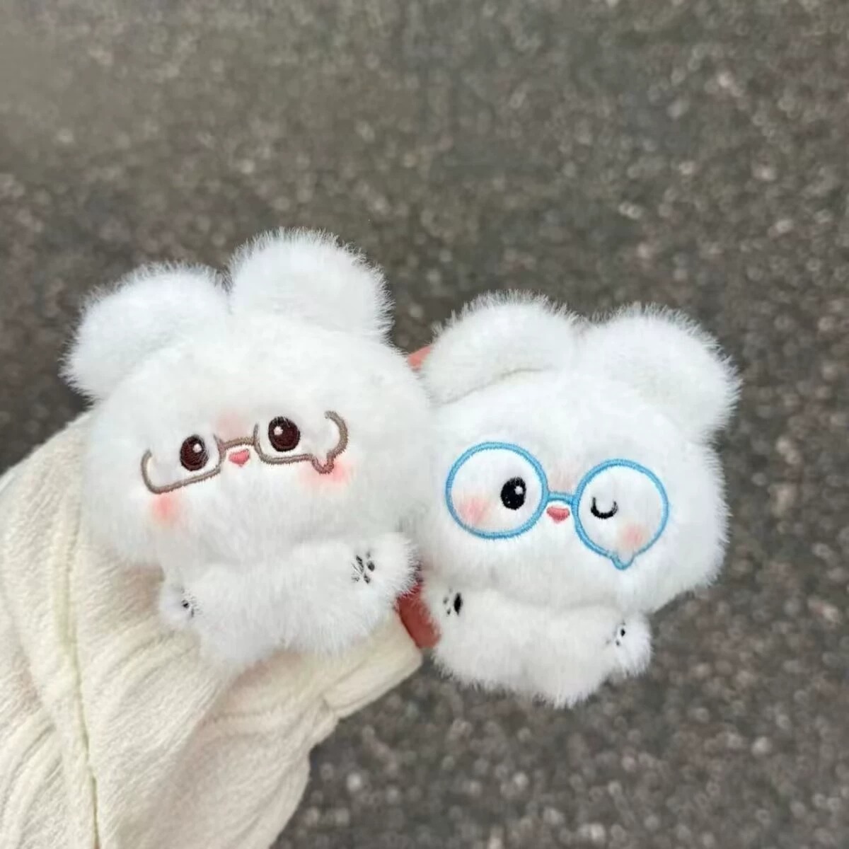 Cute Fluffy White Bear Plush Keychains - Adorable Eyeglasses Bear Bag/Backpack Charms (2 Styles) 11