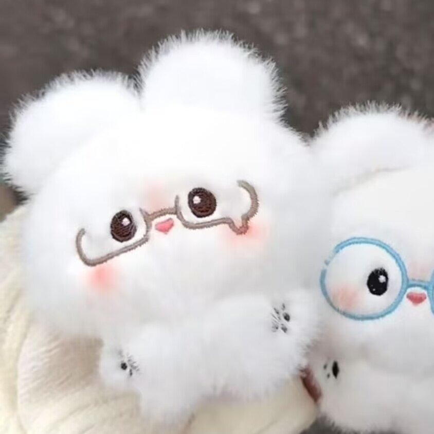 Cute Fluffy White Bear Plush Keychains - Adorable Eyeglasses Bear Bag/Backpack Charms (2 Styles) 12