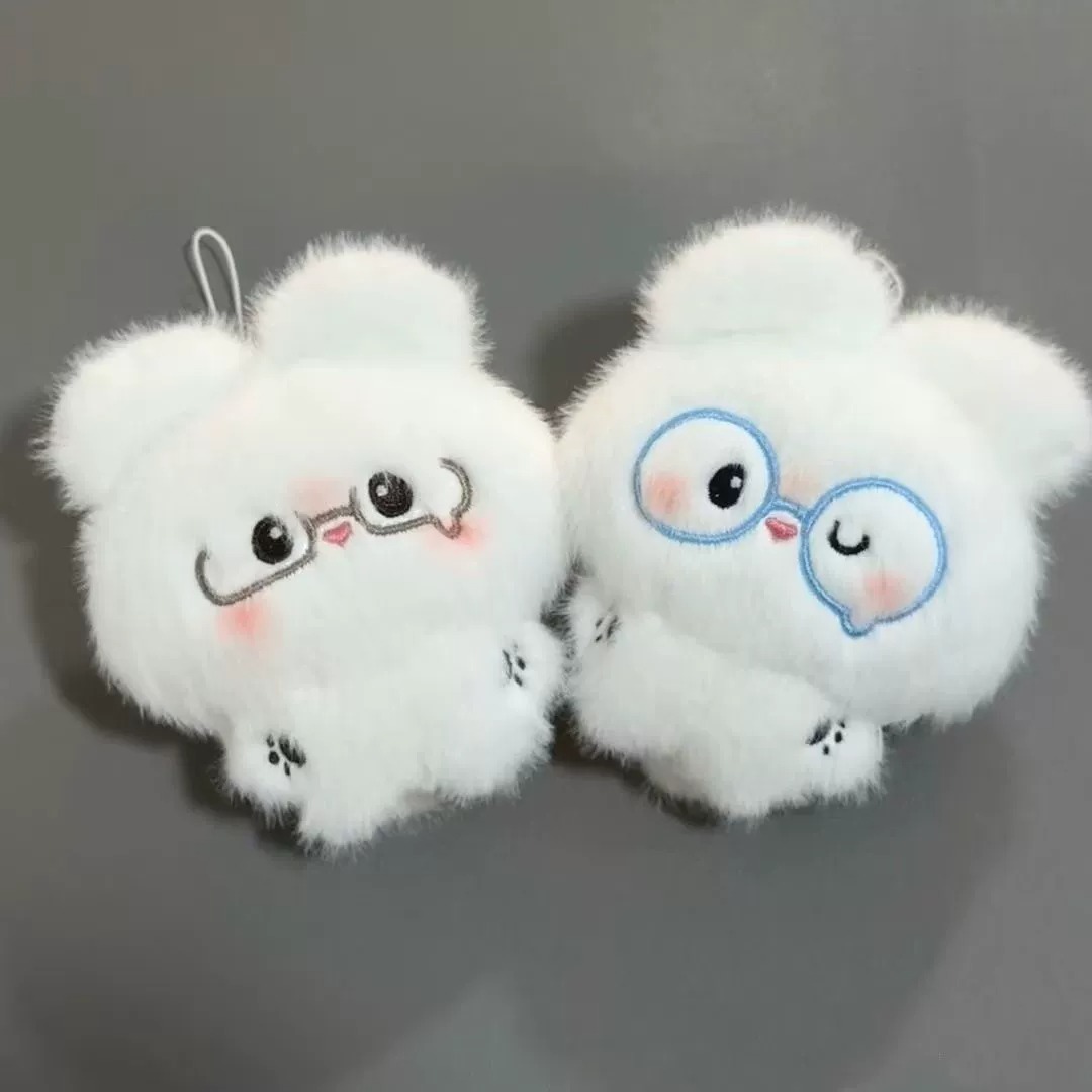 Cute Fluffy White Bear Plush Keychains - Adorable Eyeglasses Bear Bag/Backpack Charms (2 Styles) 10