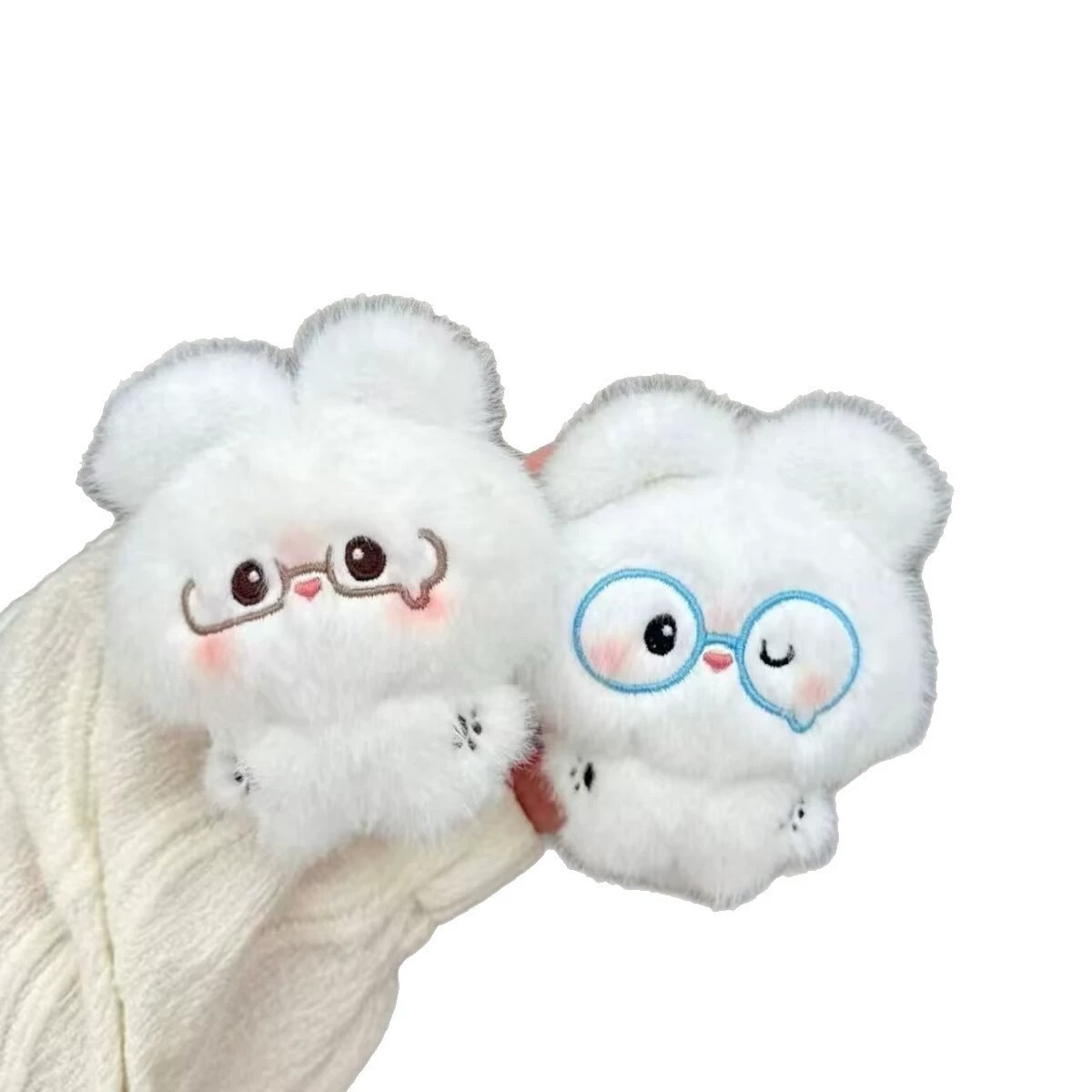 Cute Fluffy White Bear Plush Keychains - Adorable Eyeglasses Bear Bag/Backpack Charms (2 Styles) 15