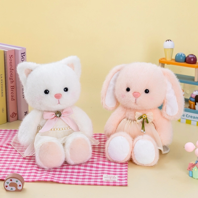 Adorable Cat and Bunny Plush Dolls Set - Cute and Soft Stuffed Animal Toys 1