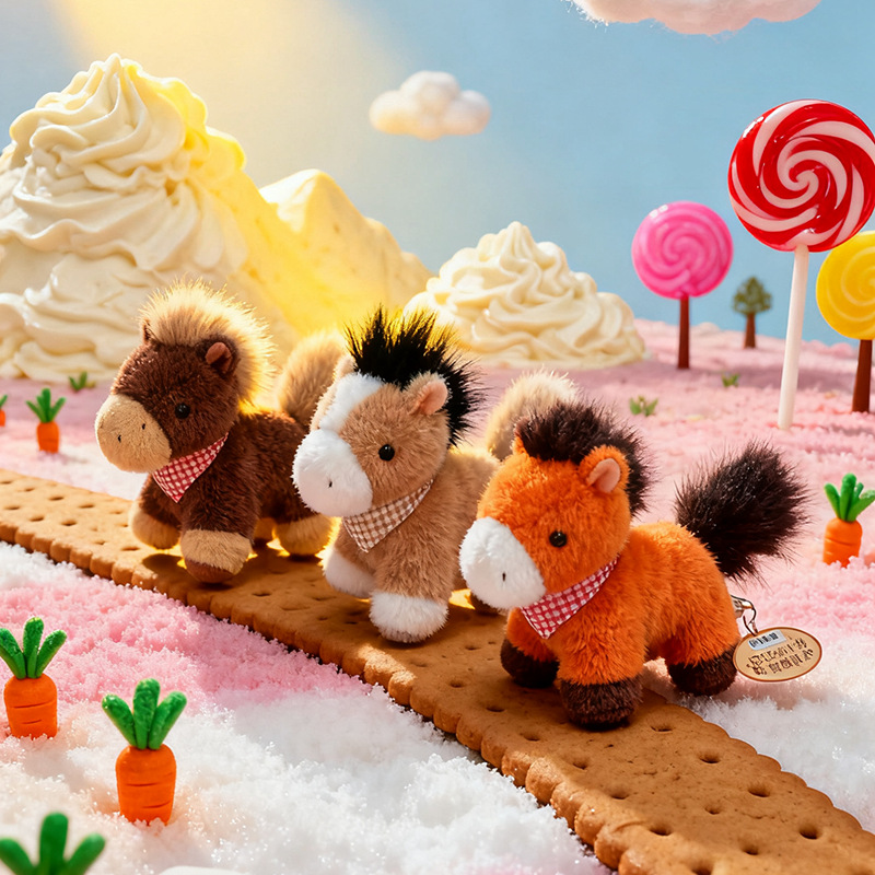 Adorable Forest Animal Plush Dolls Set on Log - Cute Stuffed Toys in a Sweet Fantasy Scene 11