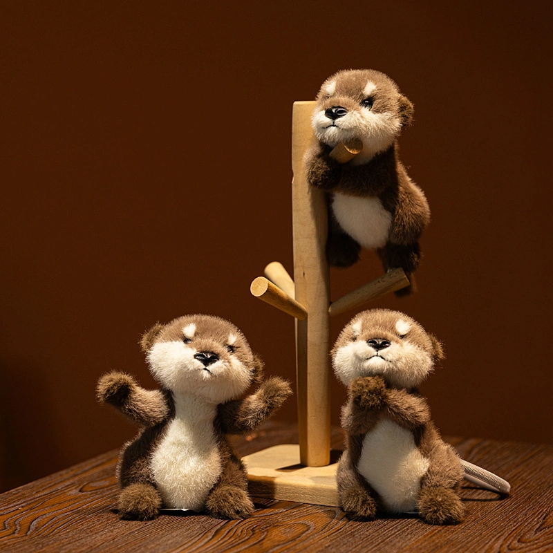 Adorable Otter Plush Dolls Set - Cute and Lifelike Stuffed Otter Toys with Wooden Accessories 1