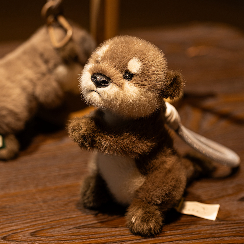 Adorable Otter Plush Dolls Set - Cute and Lifelike Stuffed Otter Toys with Wooden Accessories 11