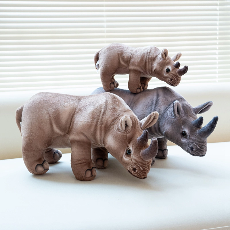 Realistic Rhinoceros Plush Dolls - Cute and Soft Stuffed Rhino Toys 1
