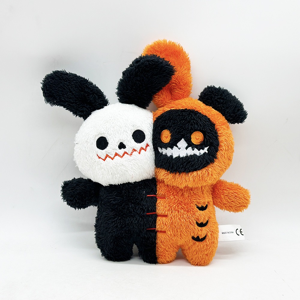 Halloween Dual-Face Bunny Plush Toy 27cm Spooky Skeleton Halloween Plush Doll for Gifts Halloween Plush Bulk 10
